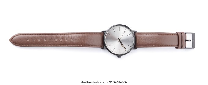 Stylish Male Wrist Watch On White Background