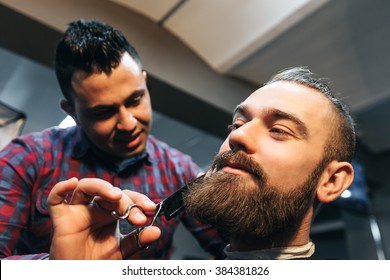 Stylish Man Hair Cut At The Barber