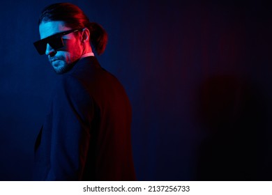 stylish man in a jacket posing self confidence sunglasses lifestyle model
