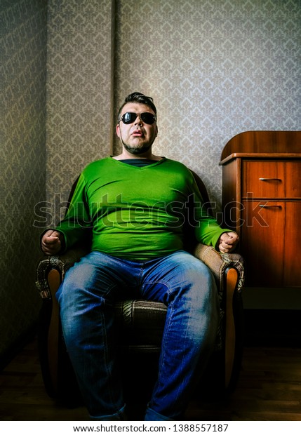 Stylish Man Resting Comfortable Chair Near Stock Photo Edit Now