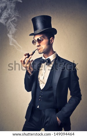 stylish man smoking a pipe