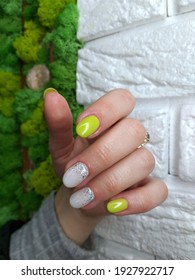 stylish manicure design in gentle spring  summer shades  Olive color smooth transition ombre gradient the nails 