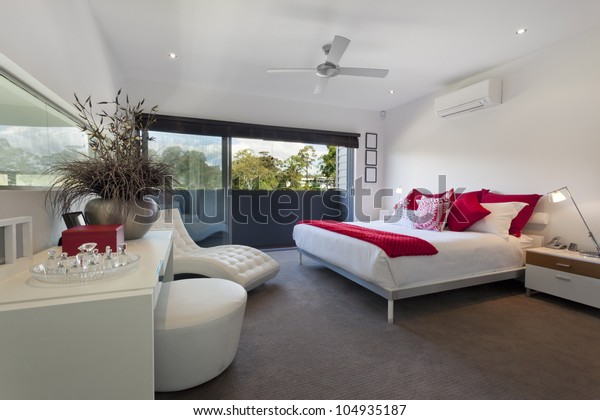 Stylish Master Bedroom Luxury Australian Mansion Stock Photo