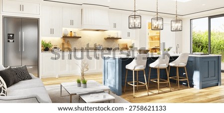 Stylish Modern Kitchen. 3D Rendering