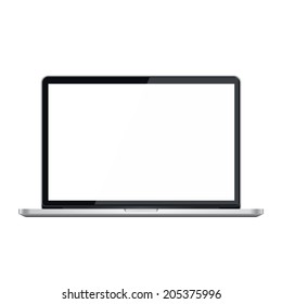 Stylish modern laptop with white screen. Rastr illustration.