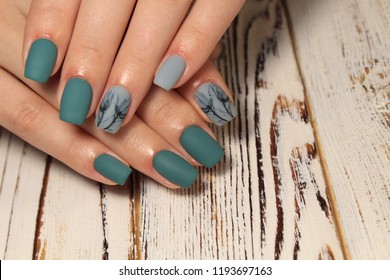 stylish nail design on beautiful female hands