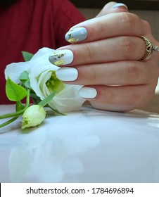 stylish nail manicure design  design and gold foil short nails