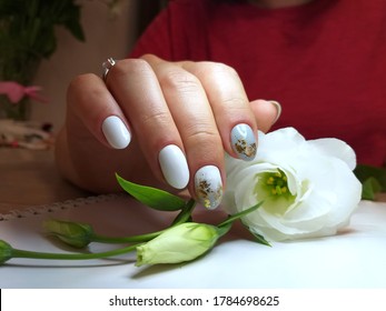 stylish nail manicure design  design and gold foil short nails