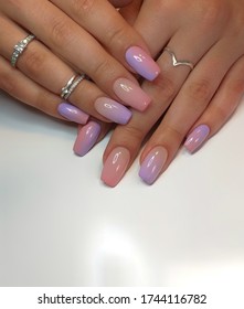 stylish nails in the style minimalism gently lilac   pink tint gel polish gradient ombre the nails