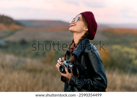 Similar – Image, Stock Photo Outdoor photographer captures serene lakeside moments