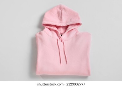 Stylish Pink Hoodie On White Background