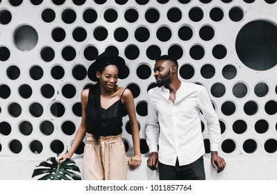 Stylish Portrait Of Young Afro-American Couple On White Background.