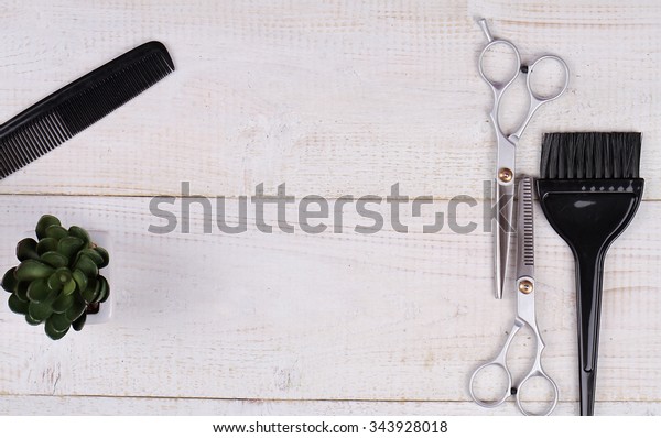 Stylish Professional Barber Scissors Hair Cutting Stock Photo