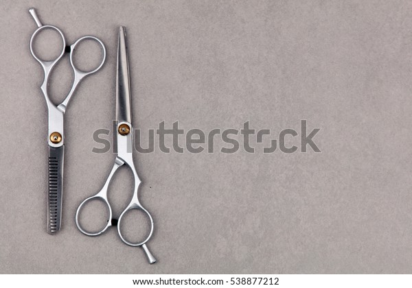 Stylish Professional Barber Scissors Hair Cutting Stock Photo