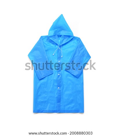 Stylish raincoat on white background