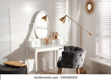 Stylish room interior with elegant dressing table