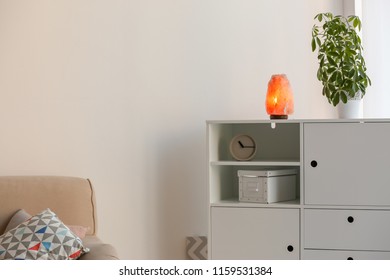 Stylish Room Interior With Himalayan Salt Lamp