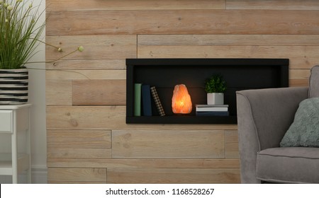 Stylish Room Interior With Himalayan Salt Lamp