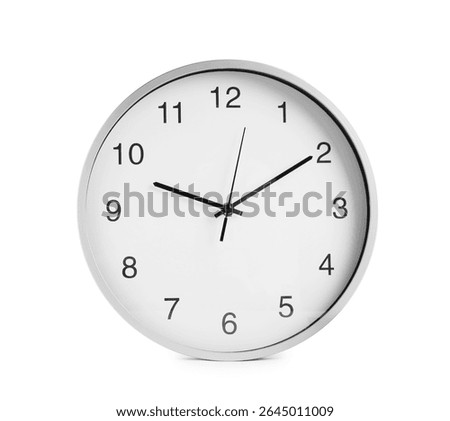 Stylish round wall clock isolated on white