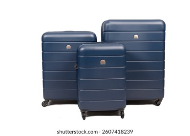 A stylish set of three hard-shell suitcases in a warm peach color, perfect for travel. Durable, modern, and elegant luggage for all your trips.