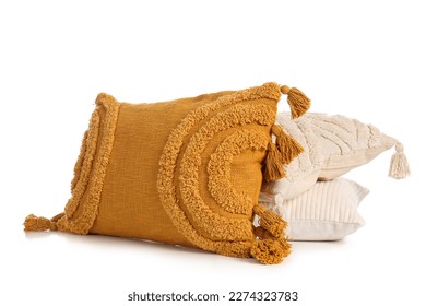 Stylish soft pillows isolated on white background - Shutterstock ID 2274323783