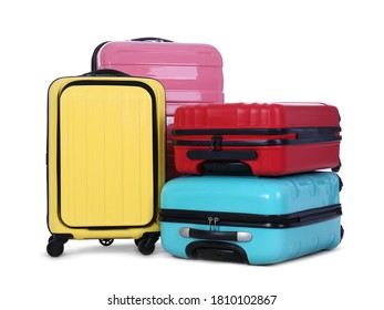 Stylish Suitcases Packed Travel On White Stock Photo (Edit Now) 1812798859