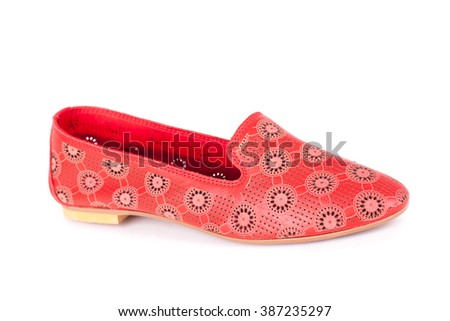 Stylish summer shoes isolated on white background