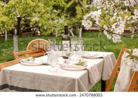 Image, Stock Photo Elegant spring table setting with nest and eggs