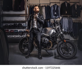 Rider His Vintage Style Caferacer Motorcycle Stock Photo Edit Now