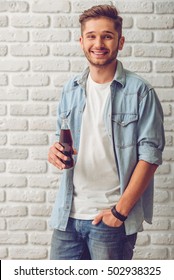 Stylish Teenage Boy Jeans Clothes Holding Stock Photo Edit Now