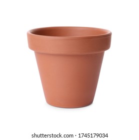 Stylish Terracotta Flower Pot Isolated On White