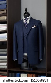 Stylish three-piece suit. Men's jacket on a mannequin. Men's Clothing