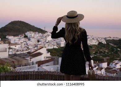 Stylish Travel Blogger Sightseeing In Málaga,  South Of Spain.