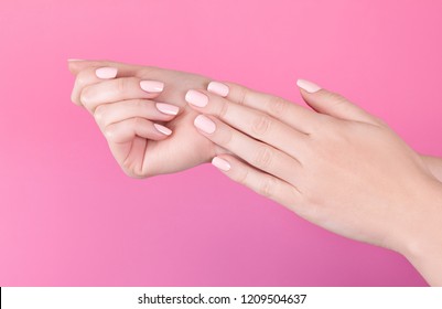 Stylish Trendy Female Pink Manicure.