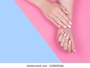 Stylish Trendy Female Pink Manicure.