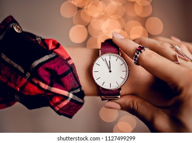 Stylish Watch On Woman Hand