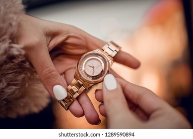 Stylish Watch On Woman Hand