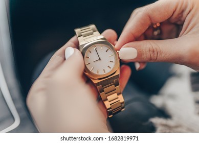 Stylish Watch On Woman Hand