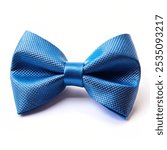 A stylish and well-designed blue bow-tie isolated on a white background