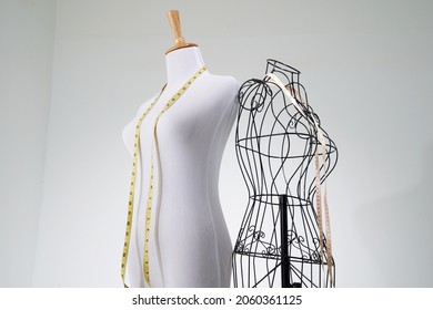 Stylish wire tailor's mannequin and  vintage manniquin  - Shutterstock ID 2060361125
