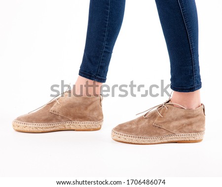 Stylish women's shoes on a white background