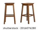 Stylish wooden bar stools on white background, collage