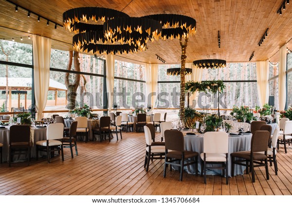 Stylish Wooden Restaurant Decorated By Greenery Nature Vintage