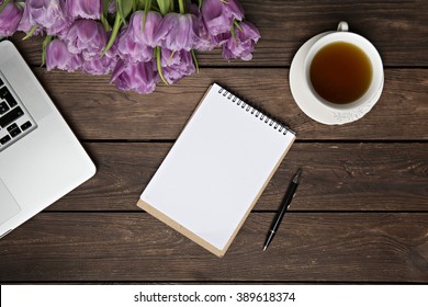 Stylish workspace with computer.