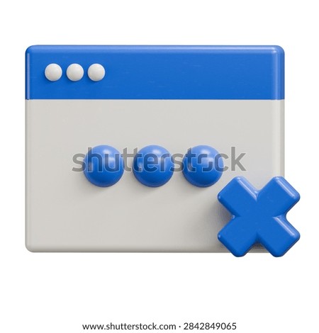 Stylized 3D browser icon with loading dots and a blue cross symbol represents an empty state or page error.