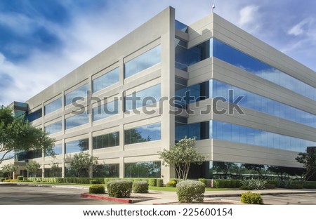 Stylized altered generic corporate modern office building 