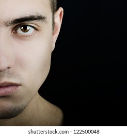 Stylized half face of young man