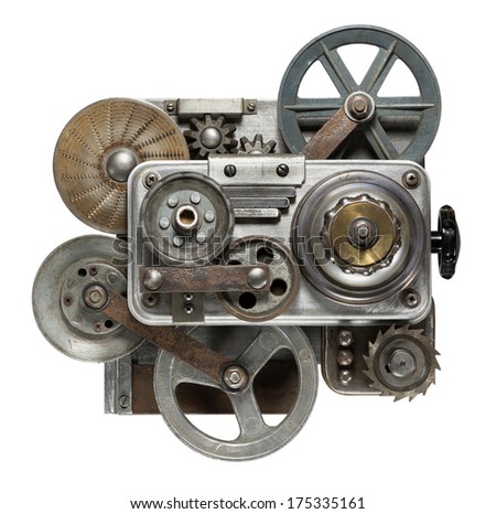 Stylized metal collage of mechanical device