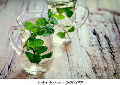 Stylized Photo Of Two Cups With Fresh Mint Tea