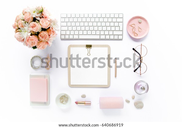 Stylized Womens Desk Office Desk Workspace Stock Photo Edit Now